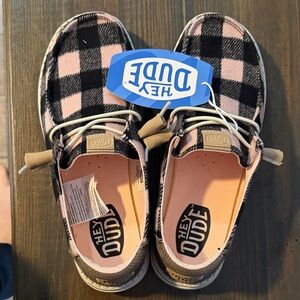 Hey Dude Wendy Buffalo Plaid Shoes - Pink and Black